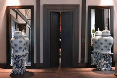 Giant Blue and White Porcelain Jars with Pho Dogs, Japanese, 1960