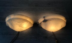 Midcentury Pair of Classical Style Good Quality Alabaster Wall Sconces or Lamps