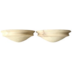 Vintage Midcentury Pair of Classical Style Good Quality Alabaster Wall Sconces or Lamps