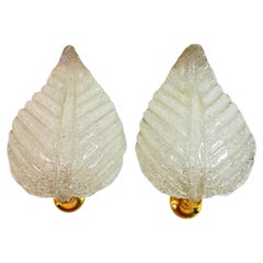 Coppia di lampade a foglia trasparenti "Rugiodoso" del Medioevo attribuite a Barovier&Toso