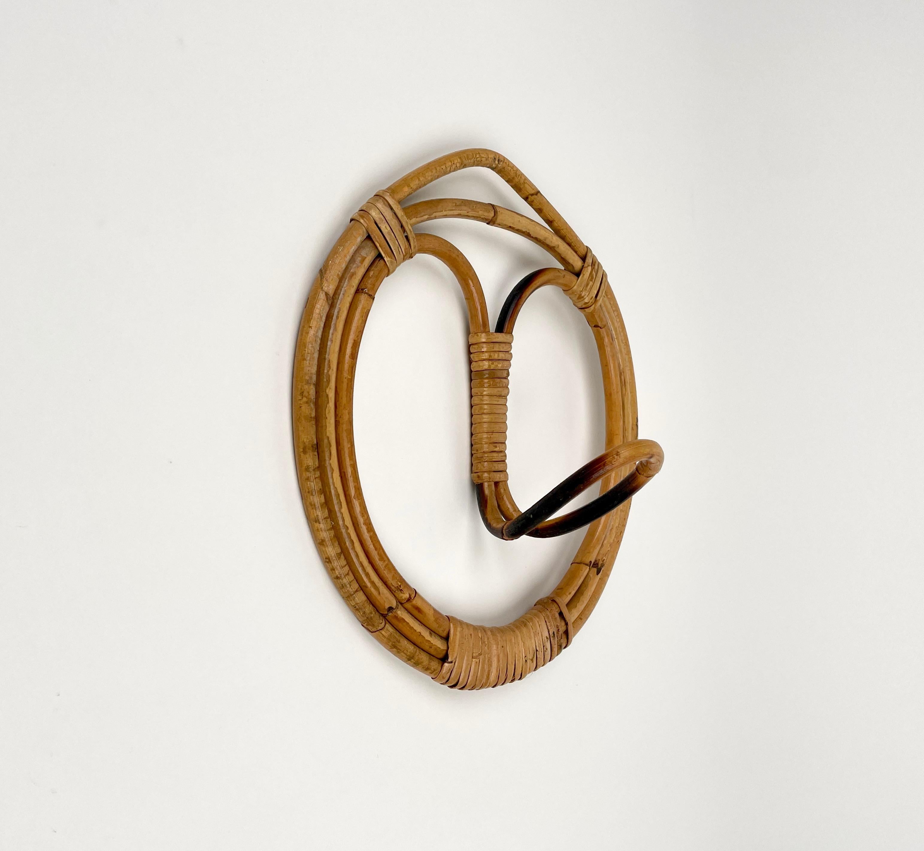 Paire de porte-manteaux en rotin et bambou, Italie, années 1960 en vente 3