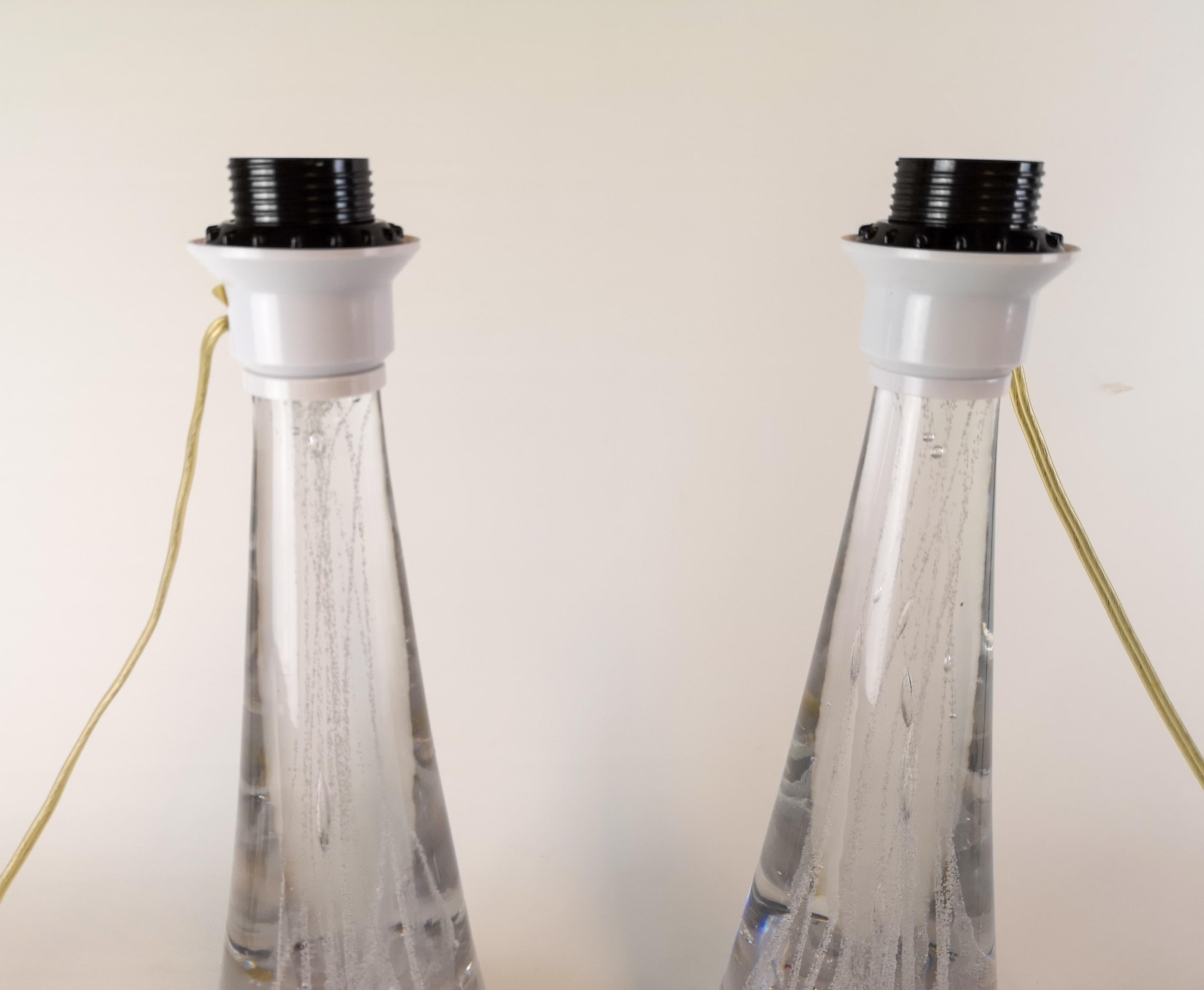 Mid-20th Century Midcentury Pair of Crystal Glass Table Lamps by Vicke Lindstrand