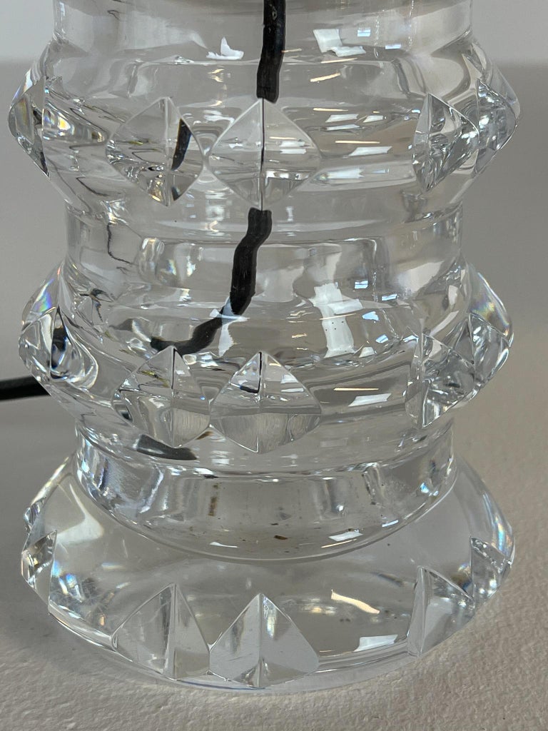 Midcentury Pair of Crystal Lamps by Carl Fagerlund for Orrefors Sweden, 1970s For Sale 3