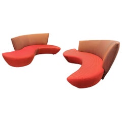 Midcentury Pair of Curved Serpentine Bilboa Sofas by Vladimir Kagan for Preview