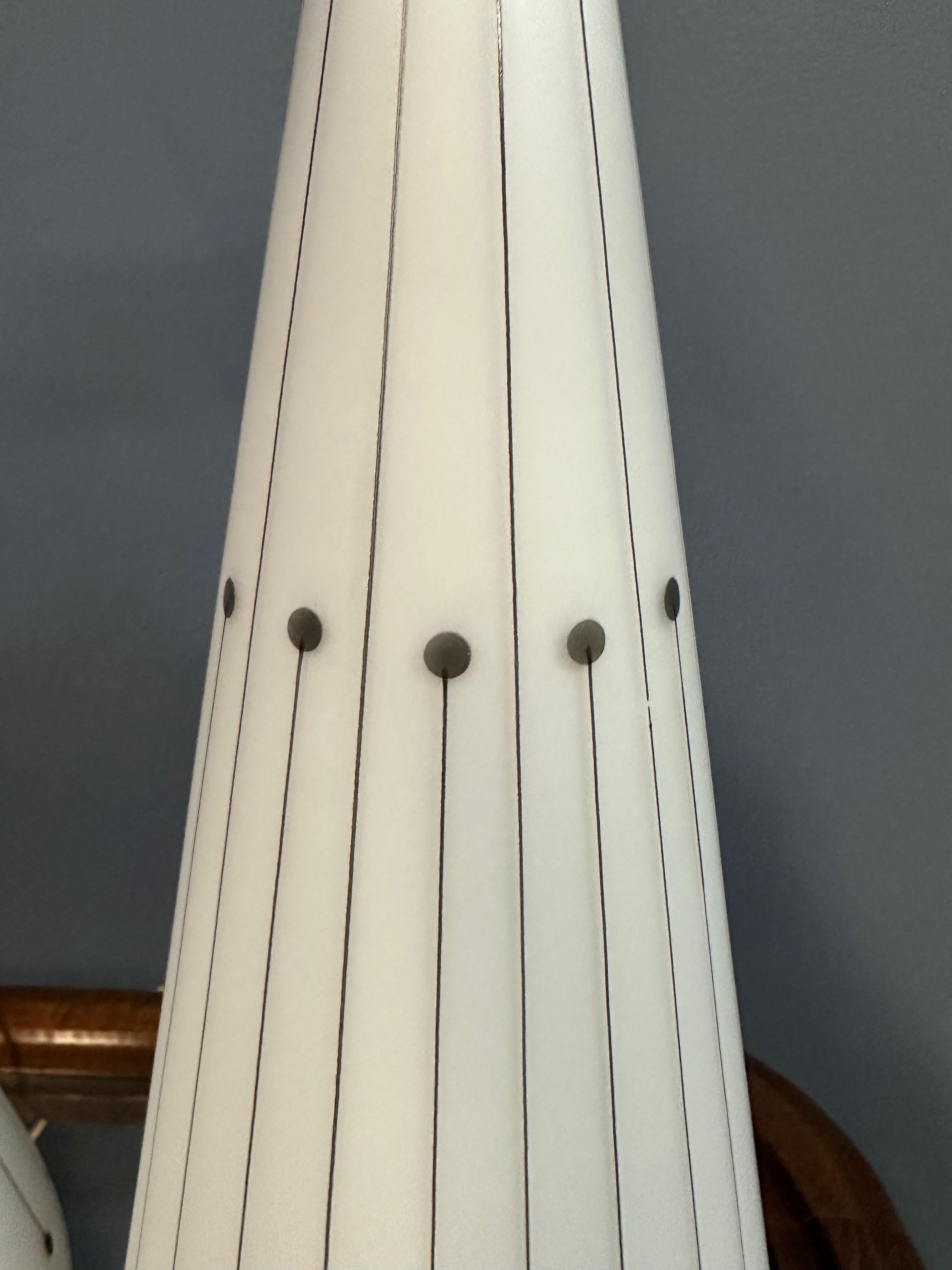 Midcentury Pair of Danish Glass & Walnut Table Lamps with a Geometric Design For Sale 5