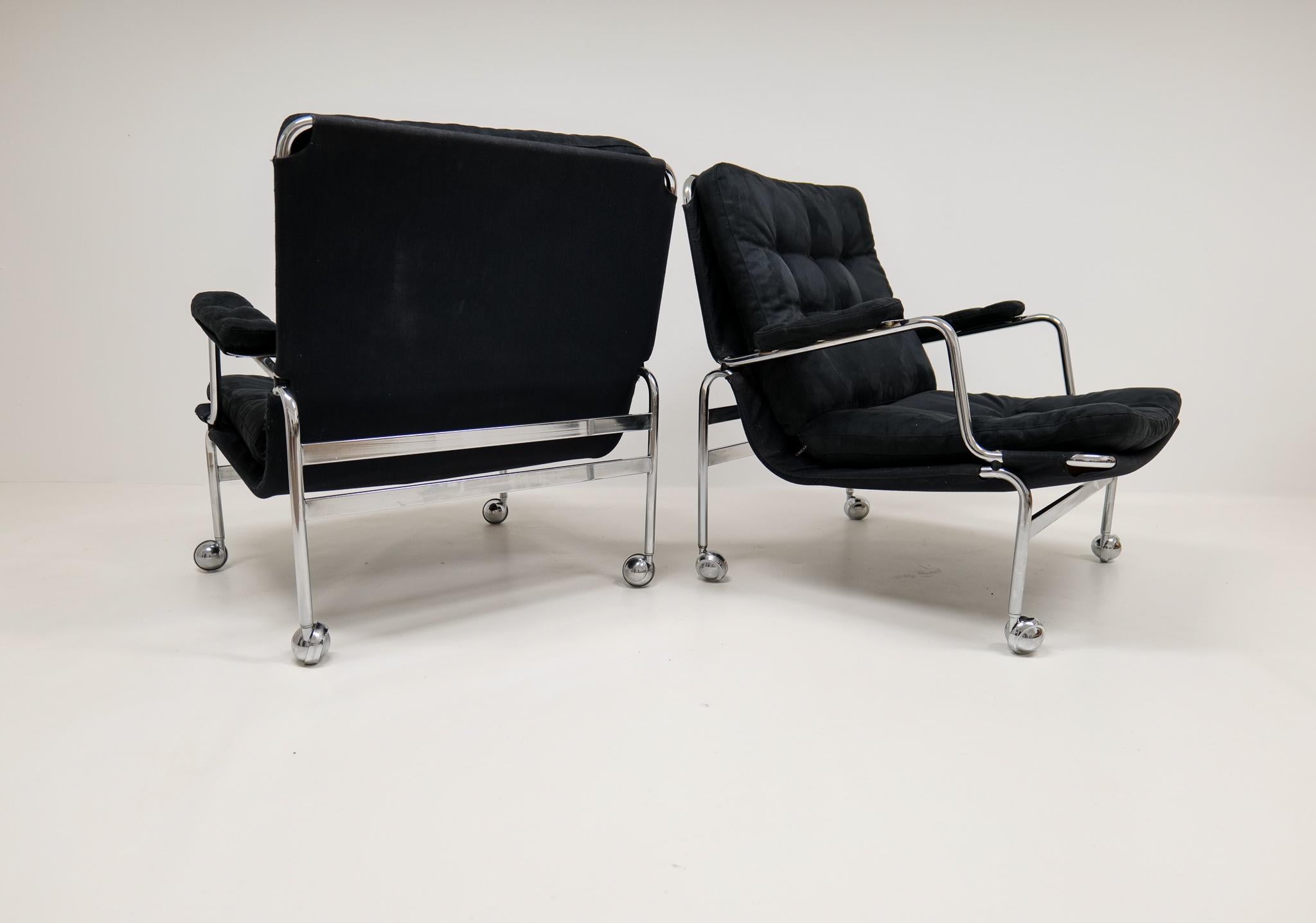 Mid-Century Modern Midcentury Pair of Easy Chairs Model Karin by Bruno Mathsson Sweden 1969 