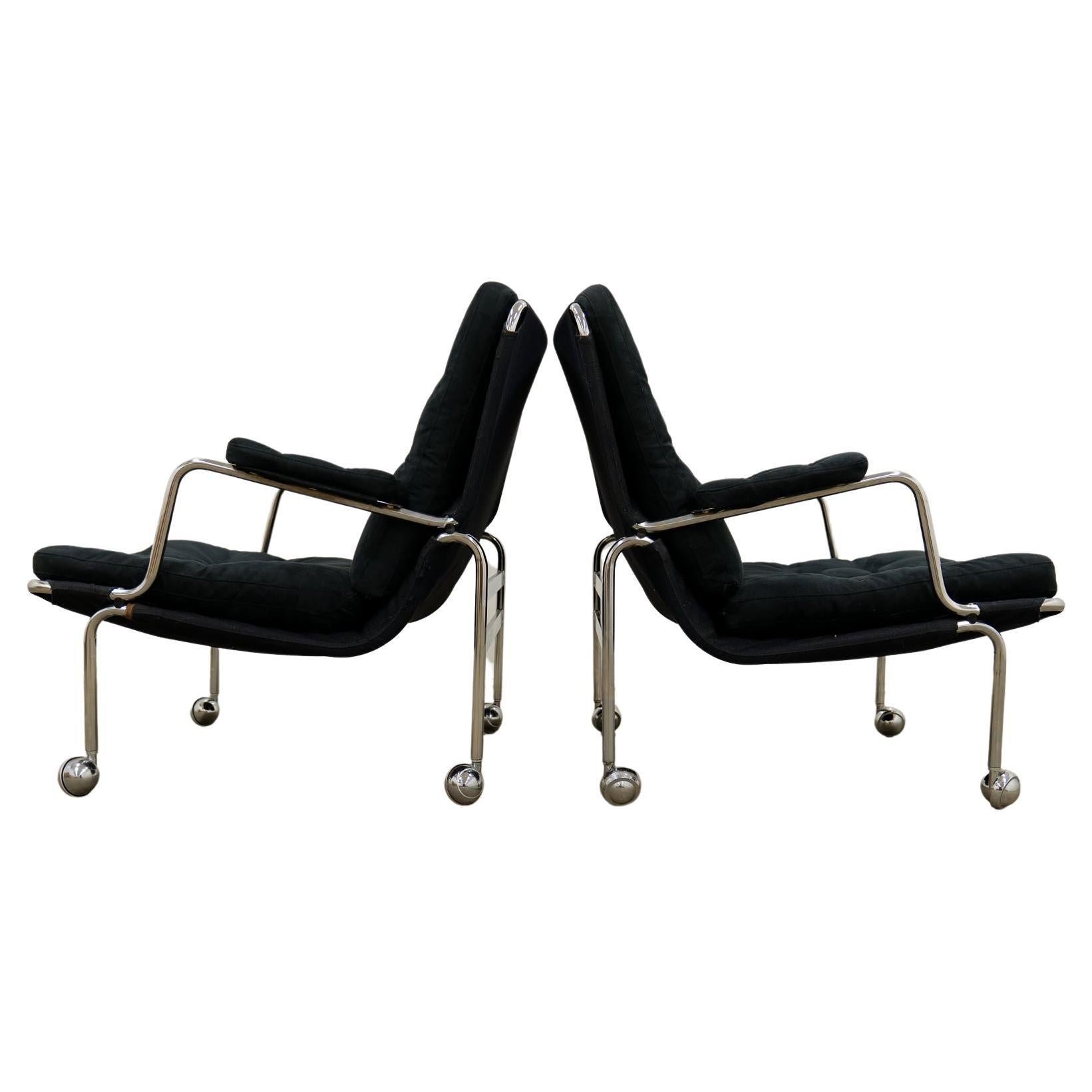 Midcentury Pair of Easy Chairs Model Karin by Bruno Mathsson Sweden 1969 