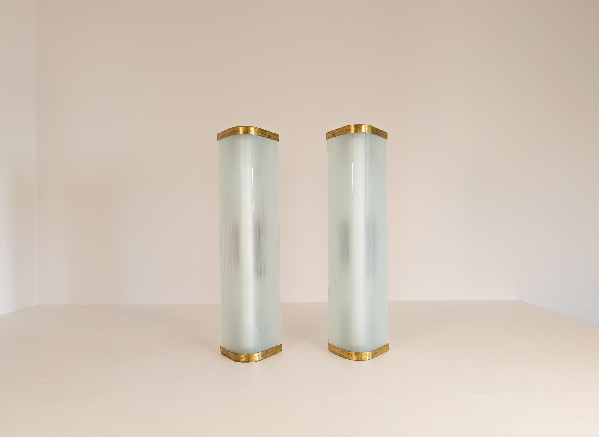 Swedish Midcentury Pair of Extra-Large Modern Wall Lamps Attributed to Asea For Sale
