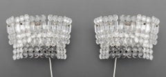 Midcentury Pair of Faceted Glass Sconces