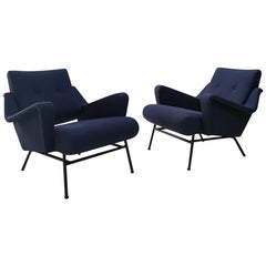 Midcentury Pair of French 1950s Lounge Chairs by Gérard Guermonprez for Magnani