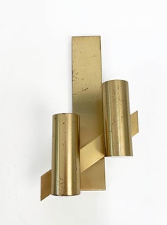 Midcentury Pair of Gaetano Sciolari Brass Italian Wall Sconces, 1960s