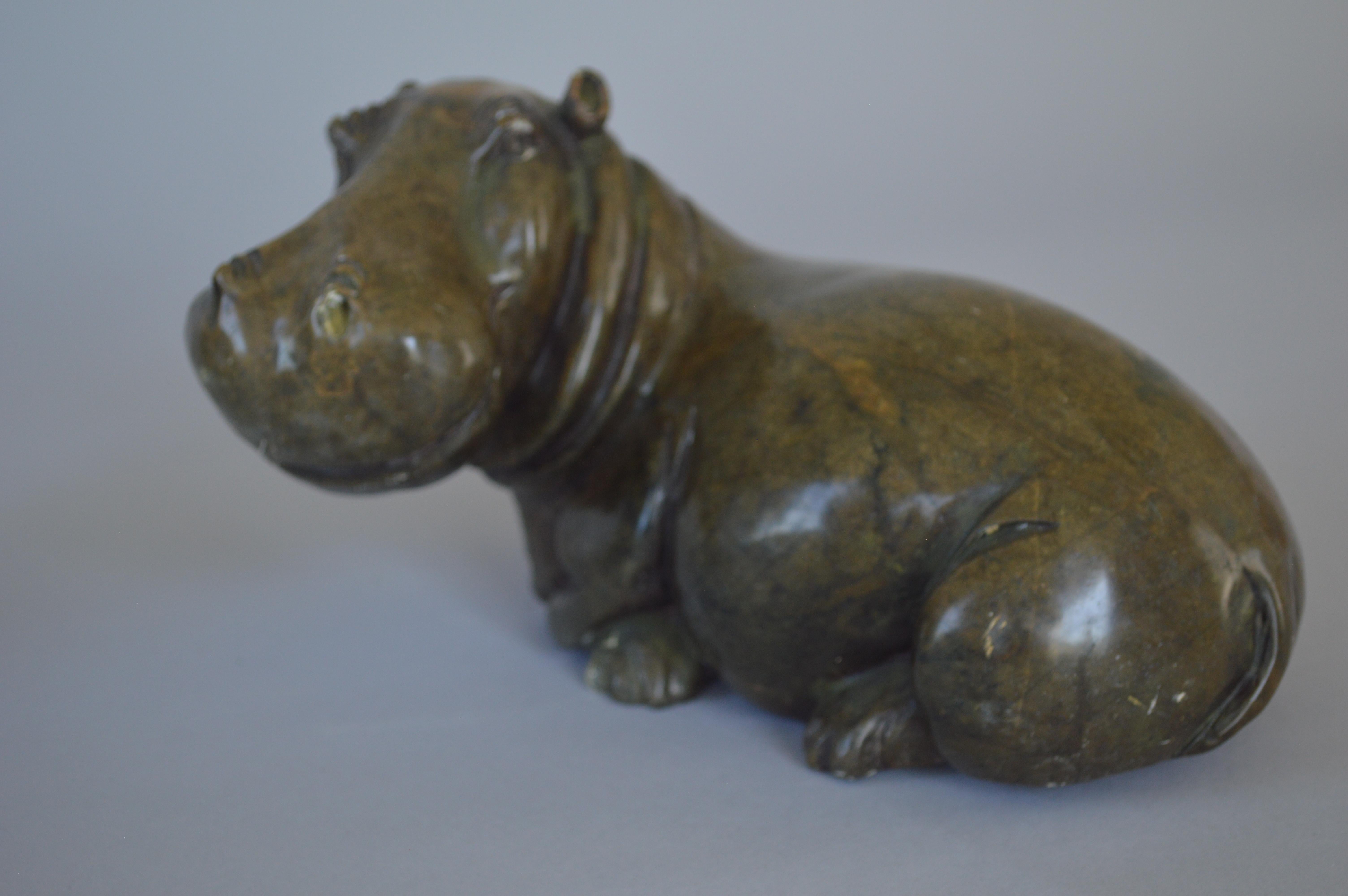 Carved Midcentury Pair of Hippopotamus Sculptures