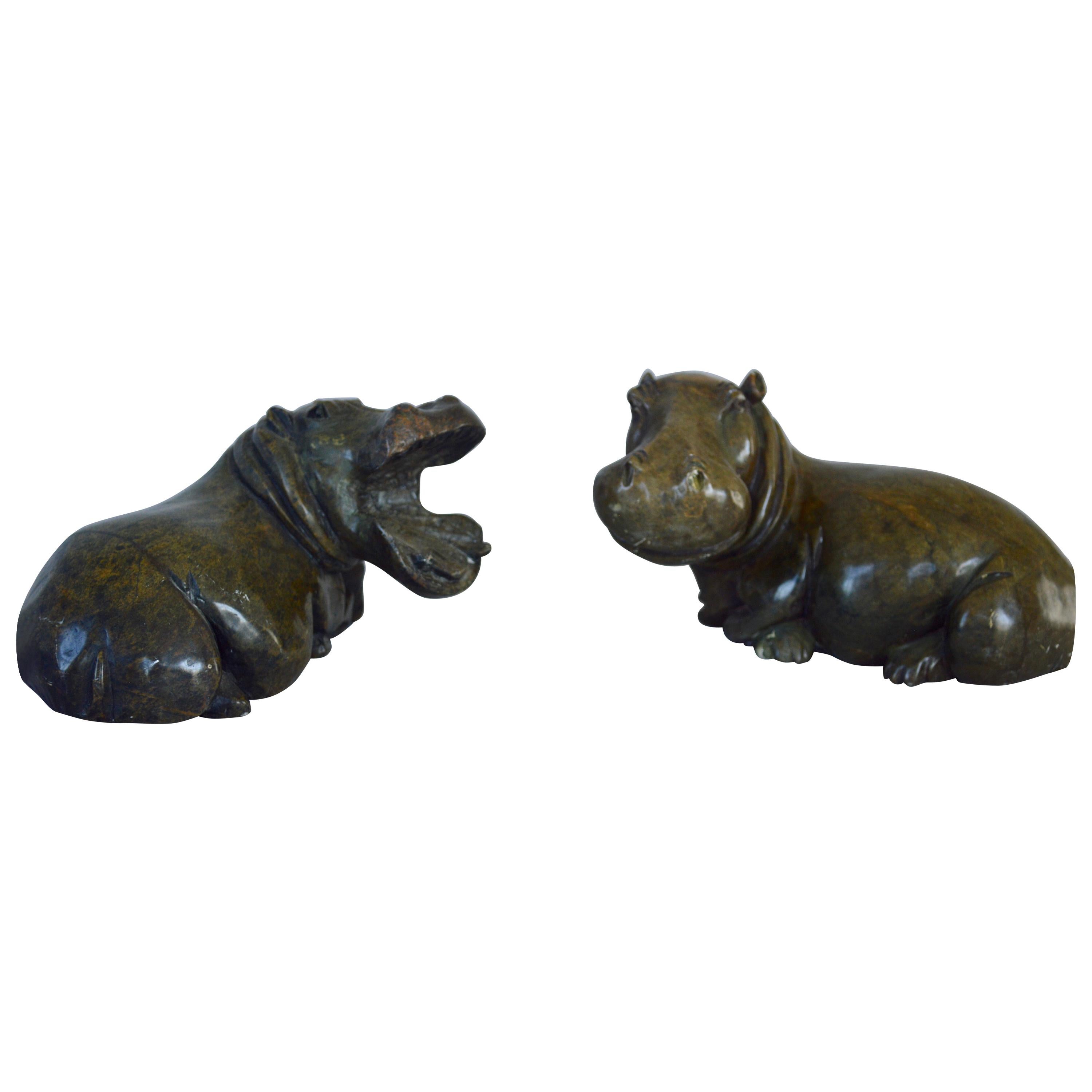 Midcentury Pair of Hippopotamus Sculptures