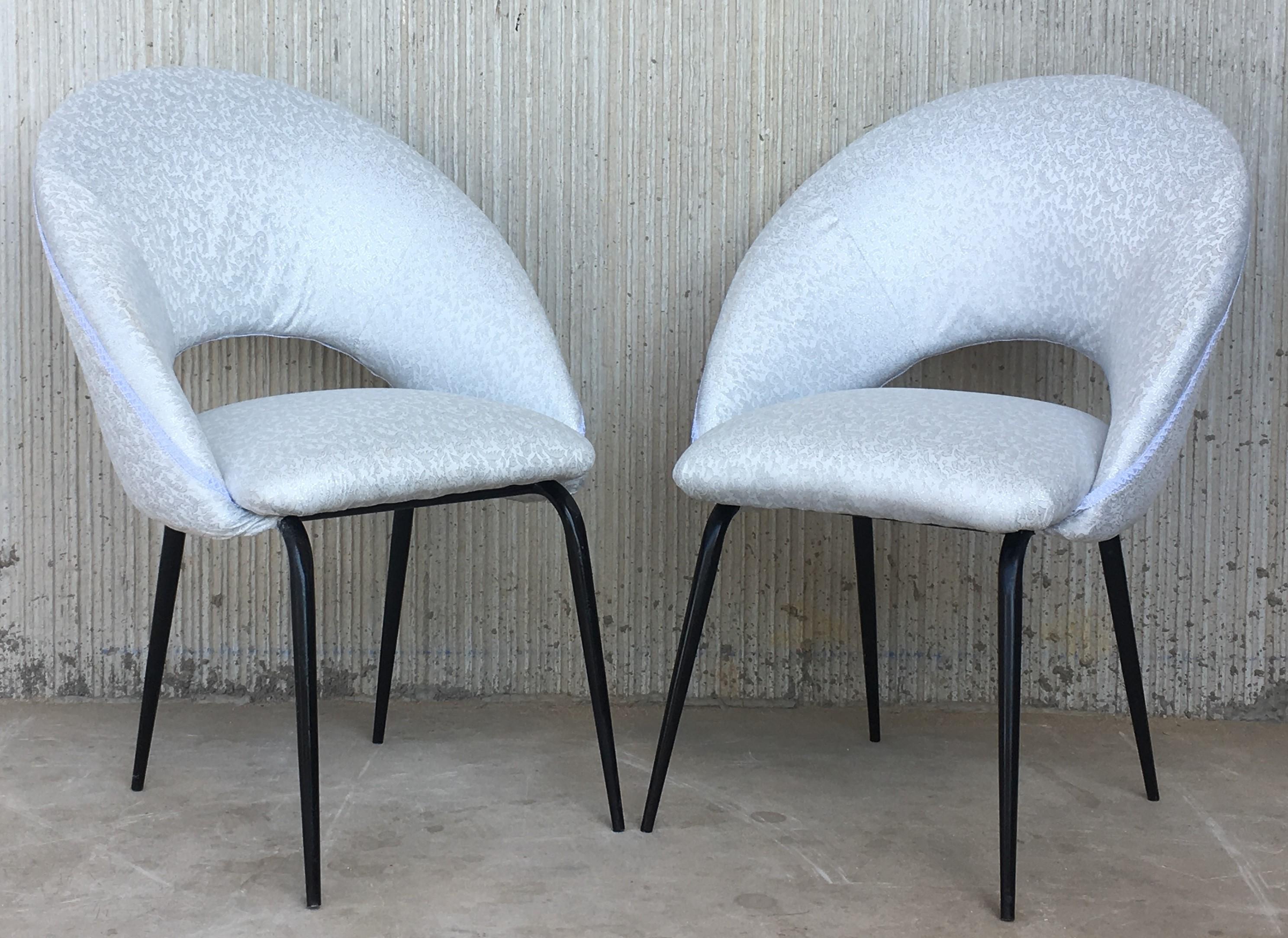 Mid-Century Modern Midcentury Pair of Italian Chairs with Arched Seats and Arched Backrest