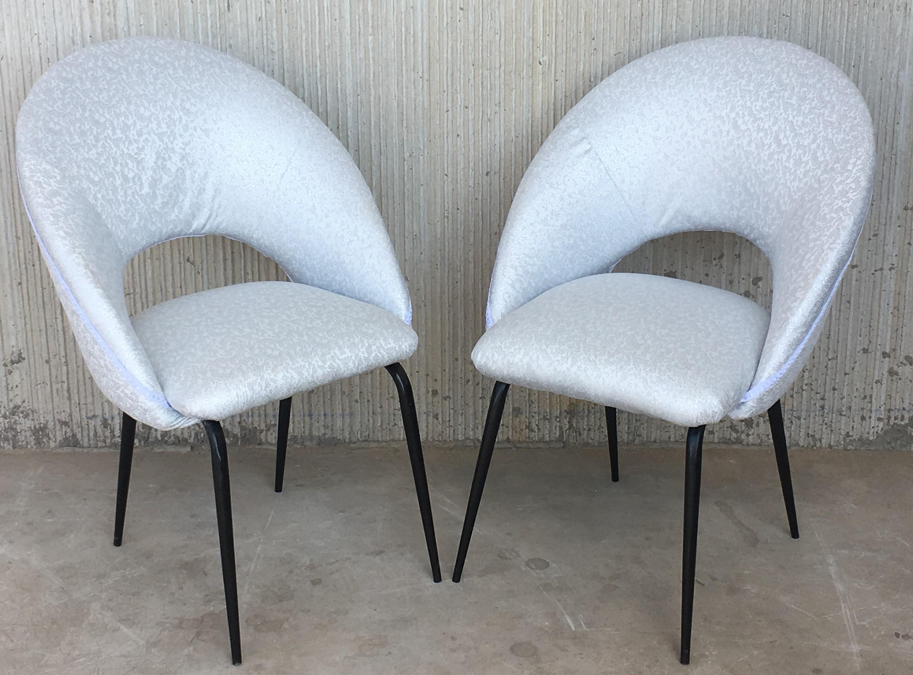 20th Century Midcentury Pair of Italian Chairs with Arched Seats and Arched Backrest