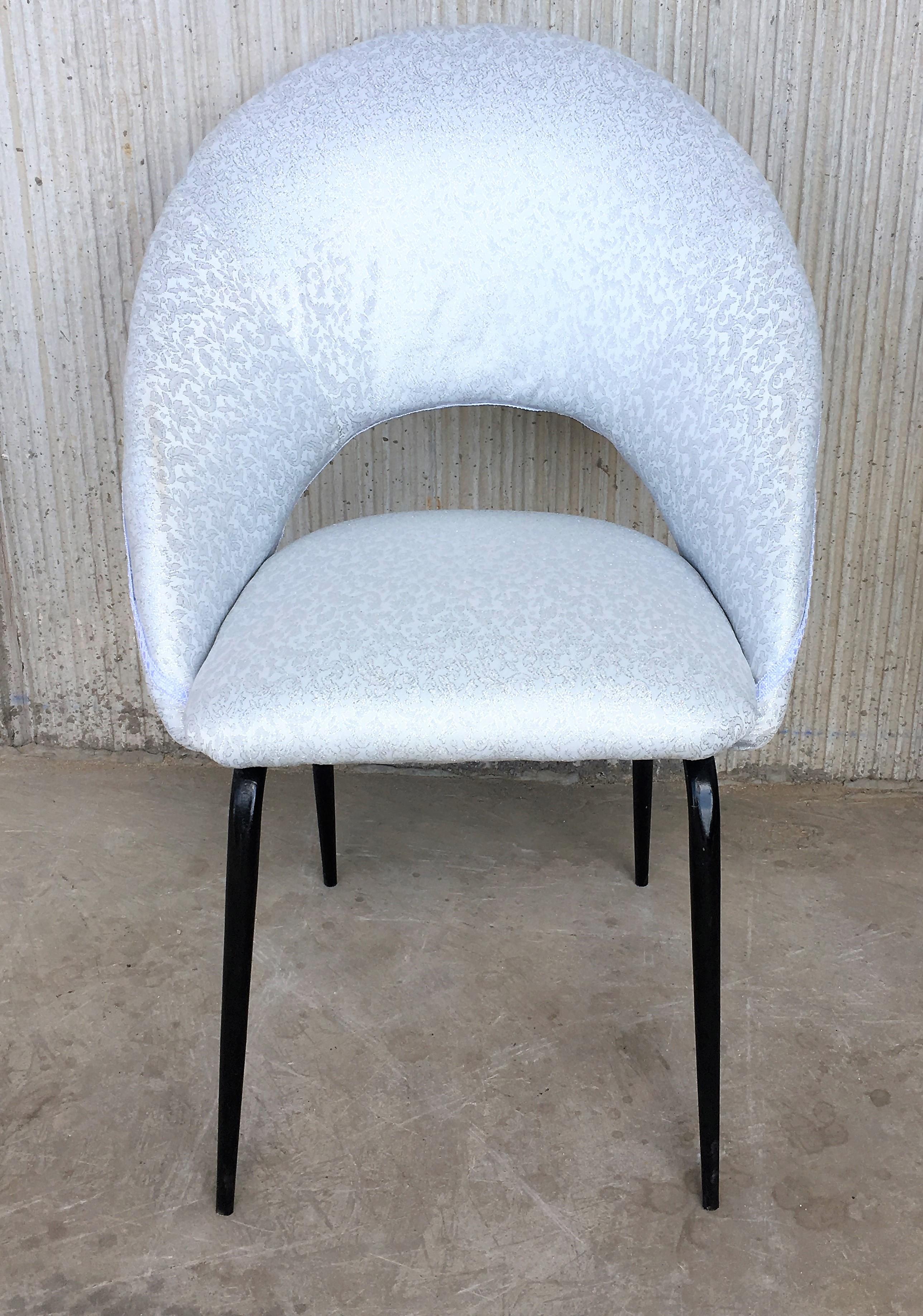 Metal Midcentury Pair of Italian Chairs with Arched Seats and Arched Backrest