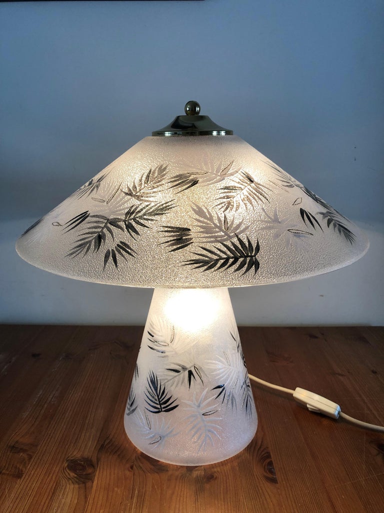 Midcentury Pair of Italian Grey Murano Table Lamps, 1980s In Good Condition For Sale In Badajoz, Badajoz