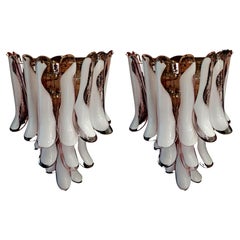 Midcentury Pair of Italian Pink Wall Sconces, Murano, 1990s