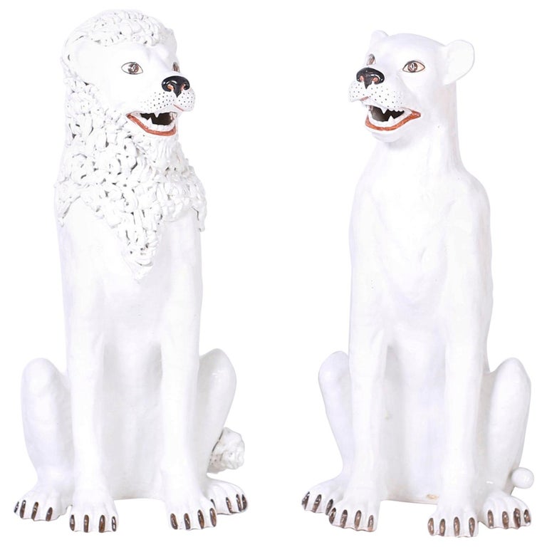 Midcentury Pair of Italian Terracotta Lions For Sale at 1stDibs