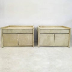Pair of Italian Vellum Parchment Cabinets