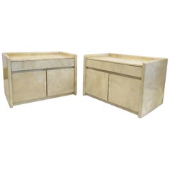 Pair of Italian Vellum Parchment Cabinets