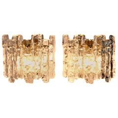 Mid-Century Paar Kalmar 1960s Klarglas Eiskristall Wandleuchten oder Wandleuchter
