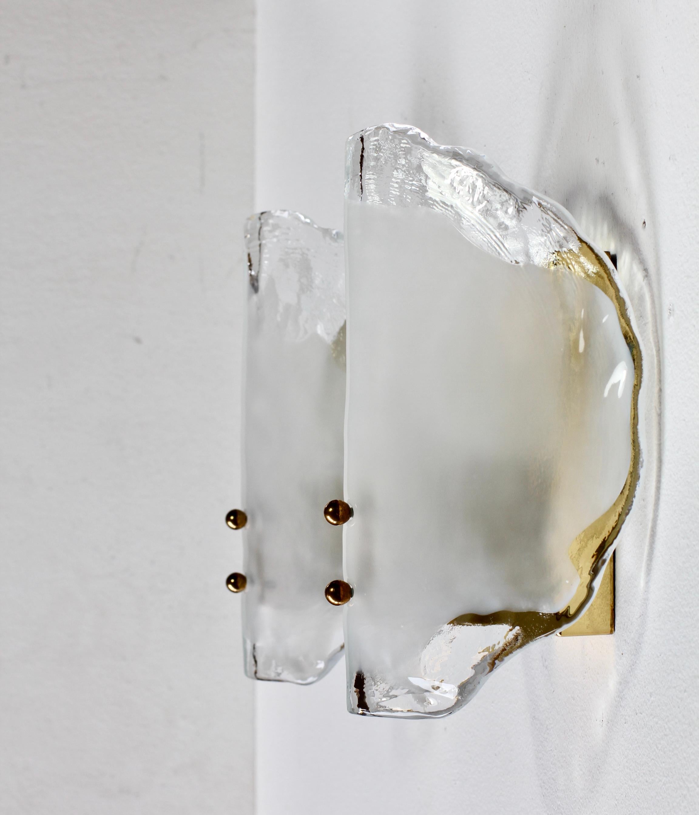 Midcentury Pair of Kalmar Mazzega Murano Glass Wall Lights or Sconces, 1970s For Sale 4