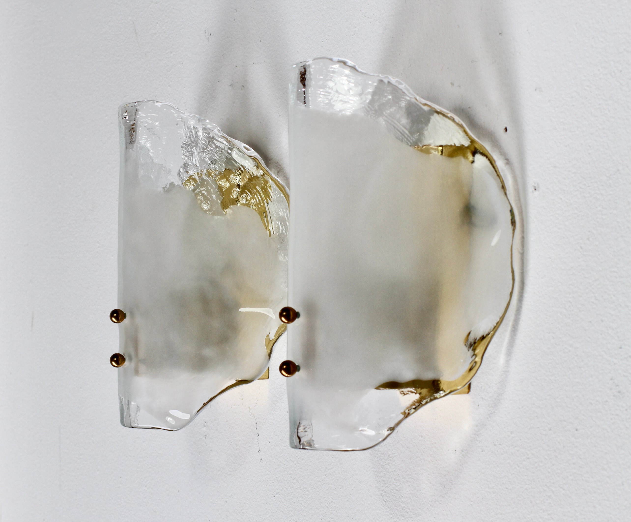20th Century Midcentury Pair of Kalmar Mazzega Murano Glass Wall Lights or Sconces, 1970s For Sale
