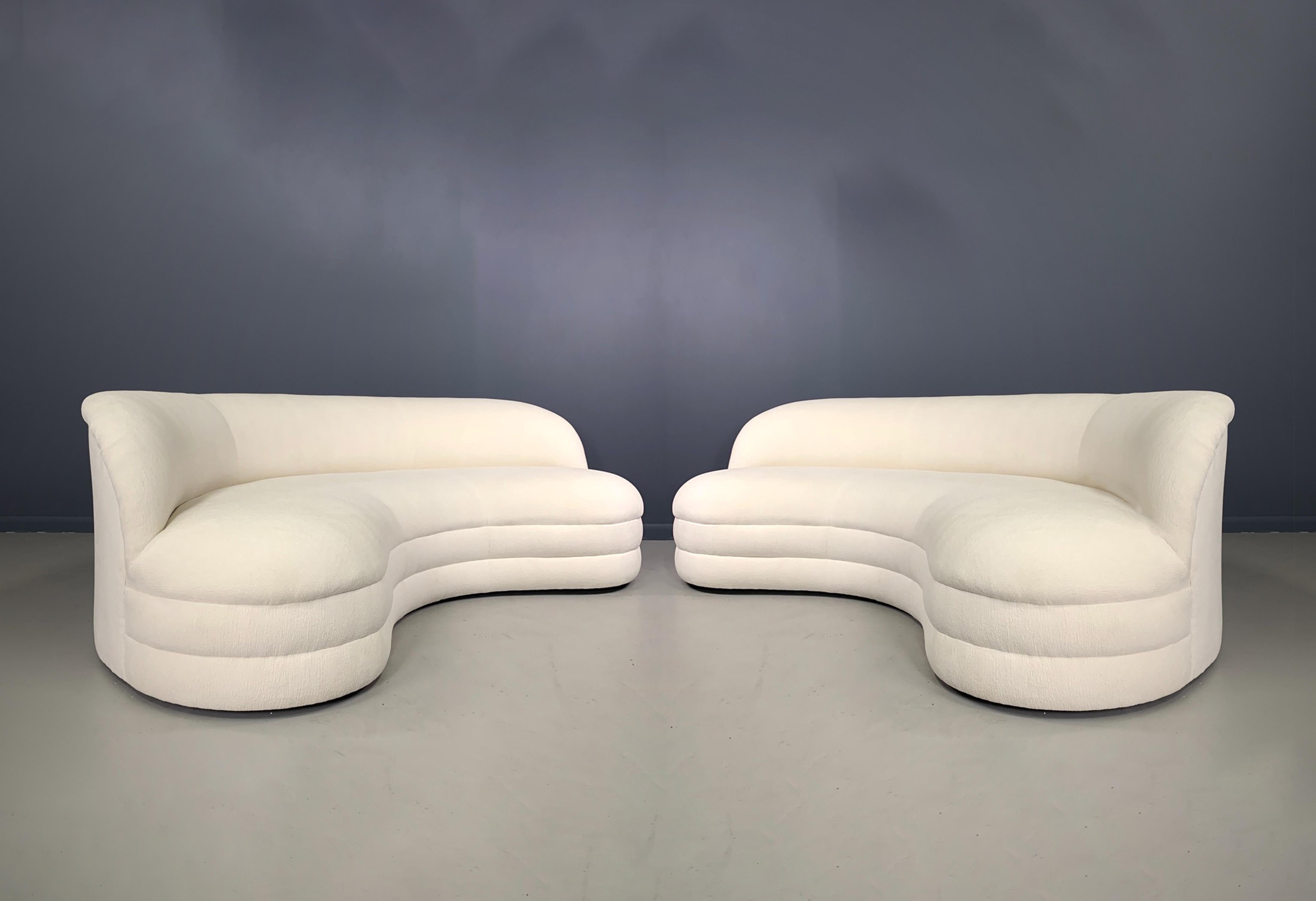 Mid-Century Modern Midcentury Pair of Kidney Shaped Sofas in the Style of Weiman For Sale