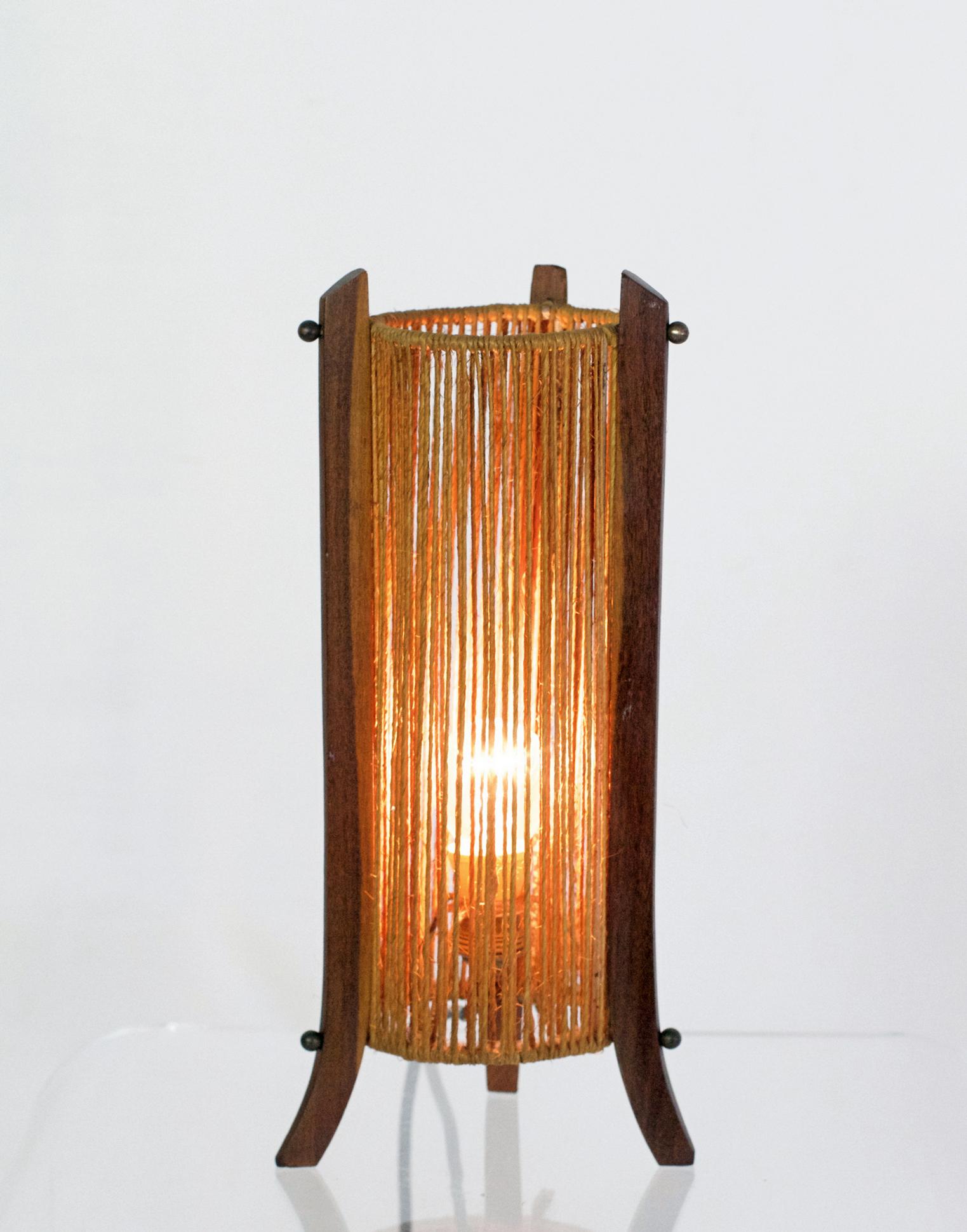 Italian Midcentury Pair of Lamps in Teak Made in Italy