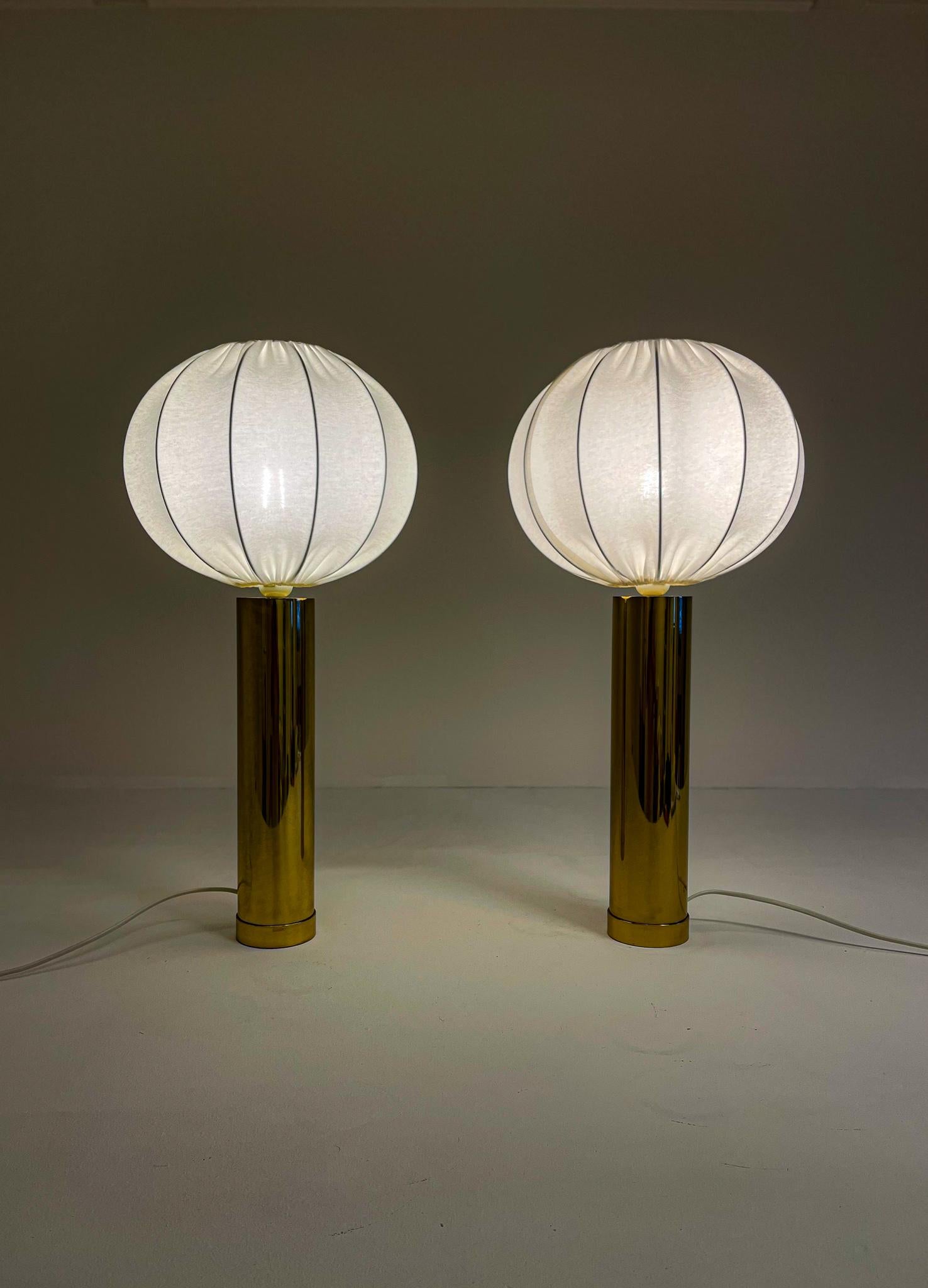Midcentury Pair of Large Brass Bergboms B-010 Table Lamps, 1960s, Sweden 4