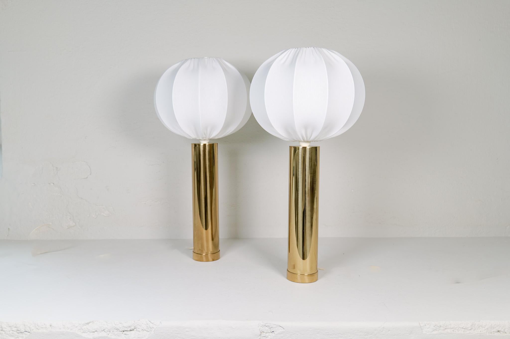 Mid-Century Modern Midcentury Pair of Large Brass Bergboms B-010 Table Lamps, 1960s, Sweden For Sale