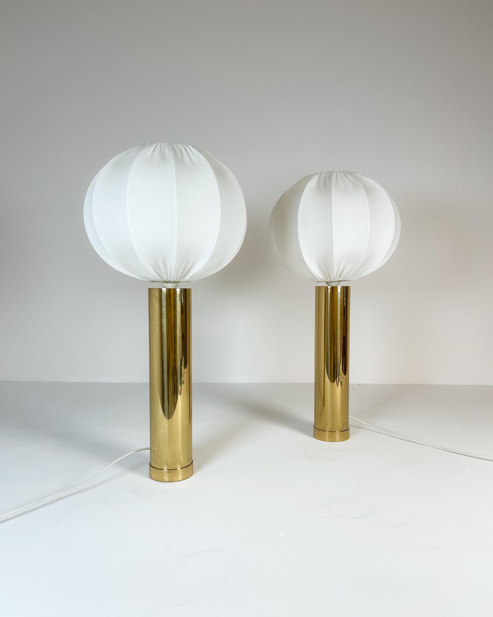 Swedish Midcentury Pair of Large Brass Bergboms B-010 Table Lamps, 1960s, Sweden