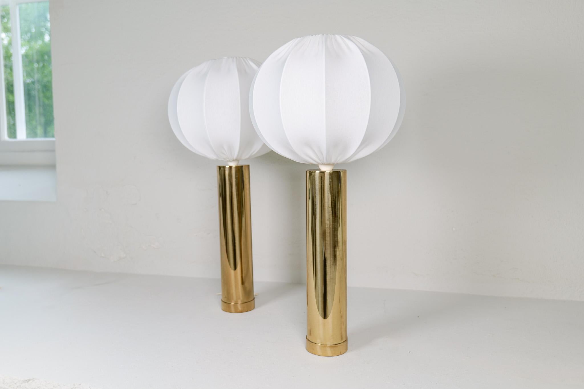 Swedish Midcentury Pair of Large Brass Bergboms B-010 Table Lamps, 1960s, Sweden For Sale