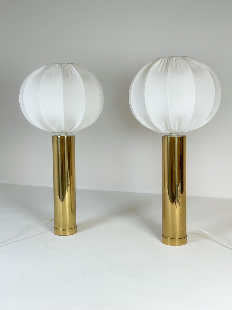 Midcentury Pair of Large Brass Bergboms B-010 Table Lamps, 1960s, Sweden For Sale 3