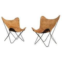 Mid-Century Pair of Leather "Butterfly" Lounge Chairs