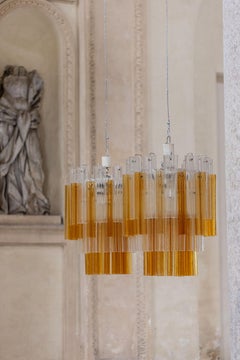 Midcentury pair of Murano chandeliers attributed to Toni  Zuccheri for Venini