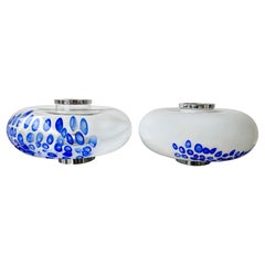 Paire de lampes UFO en verre de Murano et métal du milieu du siècle dernier par Esperia, Italie, 1970