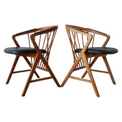 Midcentury Pair of Oak or Teak Easy Chair Ikea Bengt Ruda "Sierra", Sweden