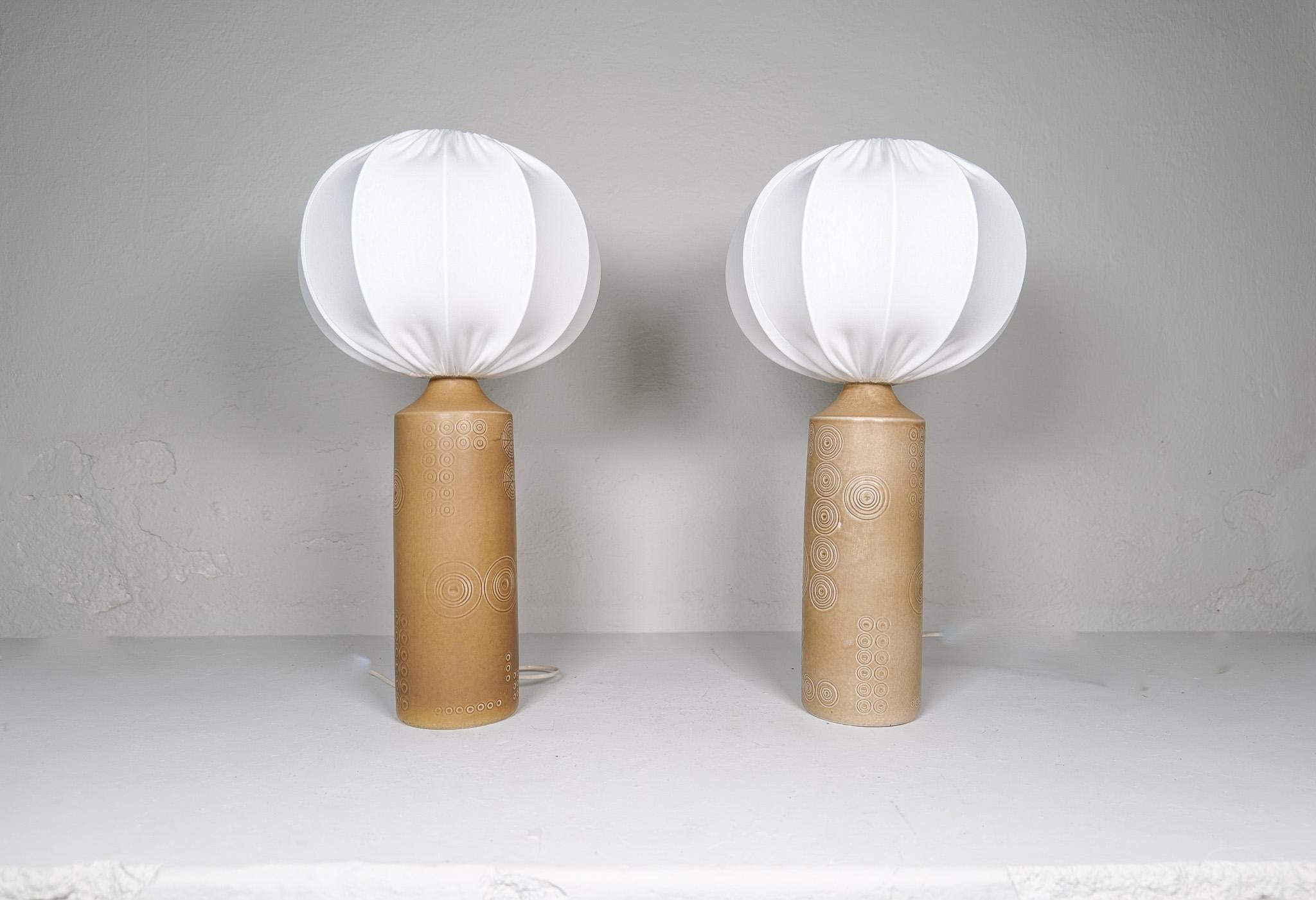 Midcentury Pair of Olle Alberius, Rorstrand Porcelain Lamps Sweden 1960s In Good Condition For Sale In Hillringsberg, SE