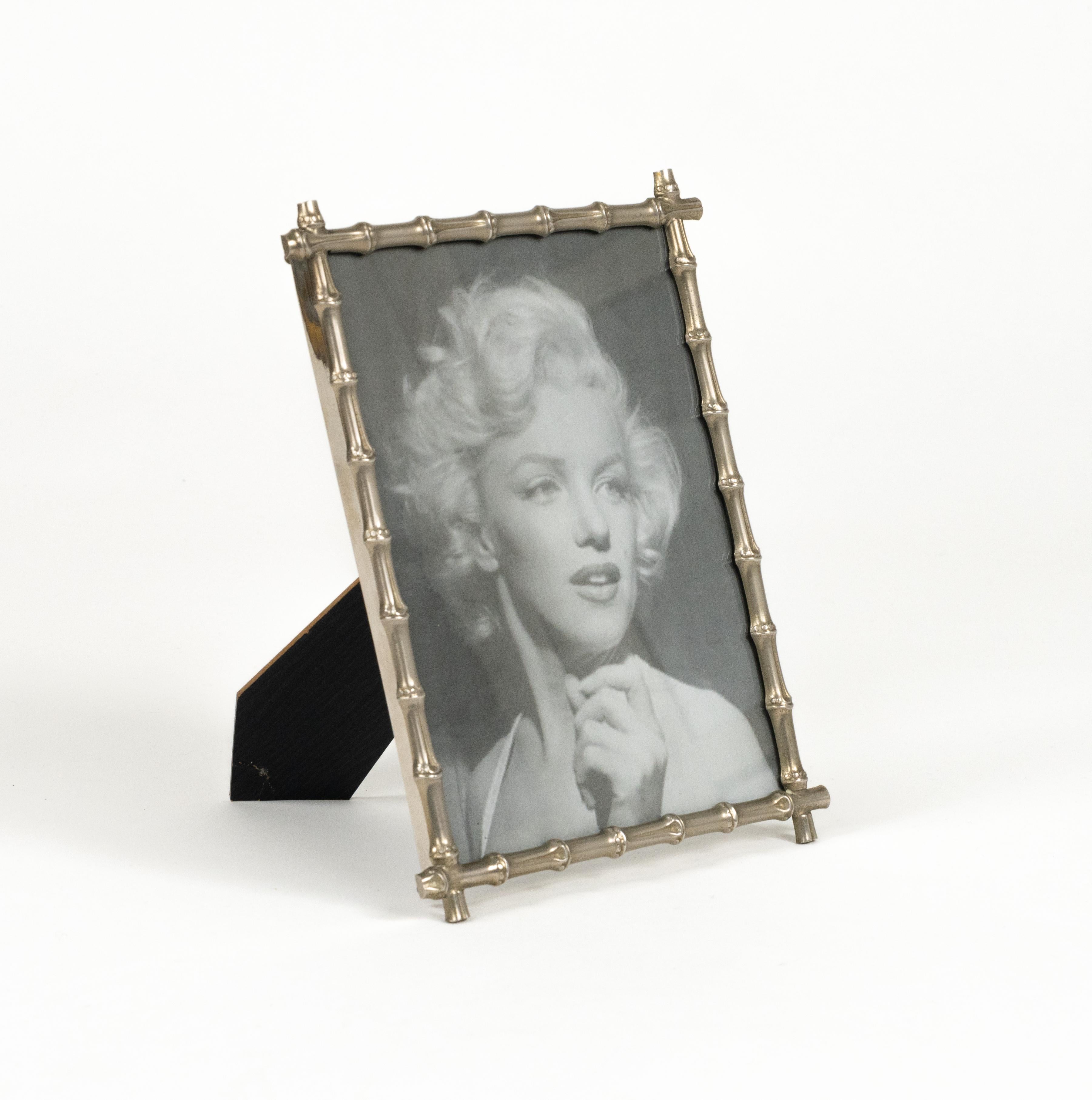 Midcentury Pair of Picture Frame in Faux Bamboo Silvered, Italy, 1970s For Sale 3