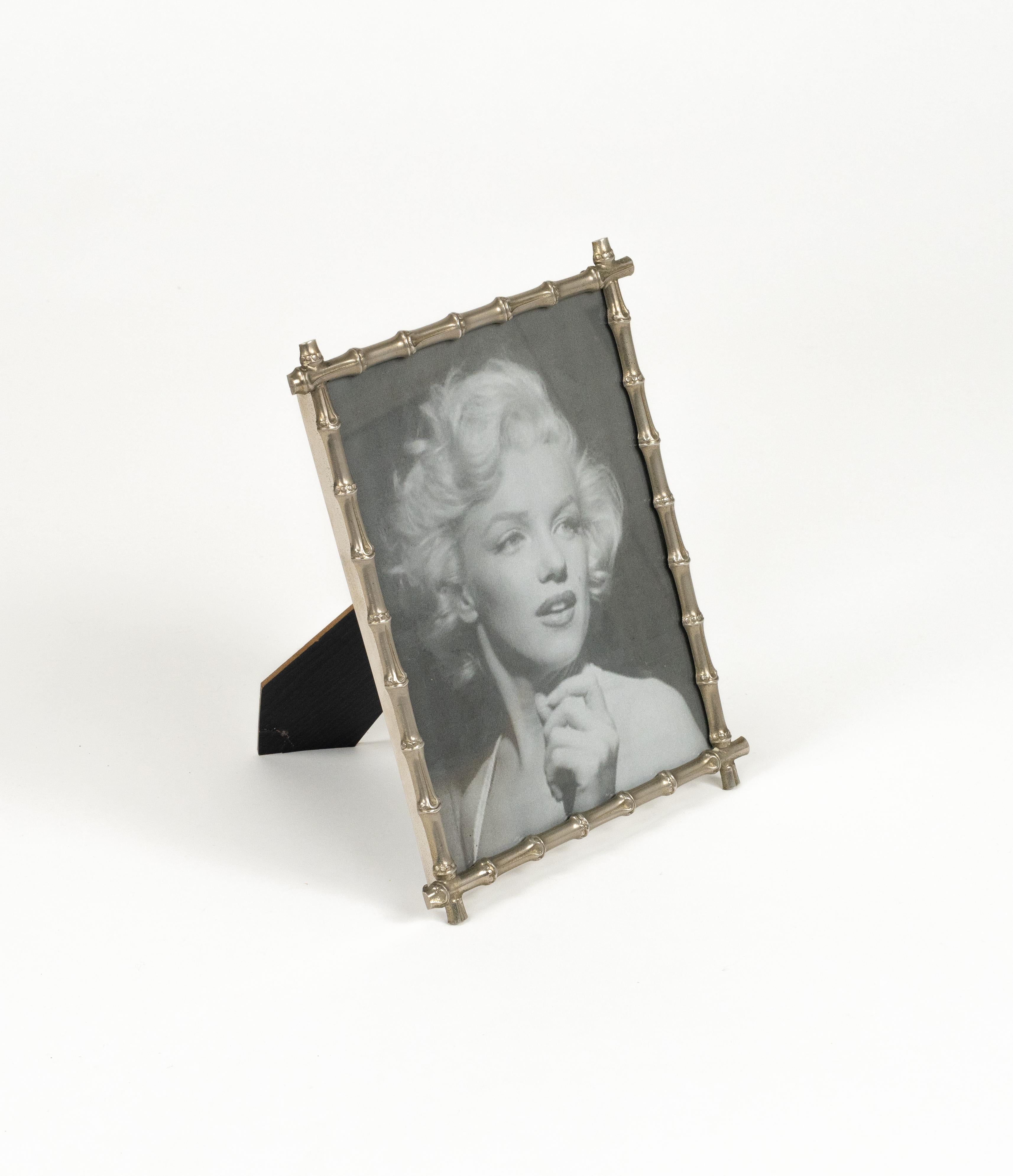 Midcentury Pair of Picture Frame in Faux Bamboo Silvered, Italy, 1970s For Sale 2