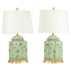 Midcentury Pair of Porcelain Table Lamps