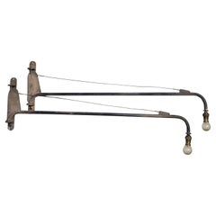 Midcentury Pair of Prouve Potence Swing Jib Wall Lamps, France 1950s