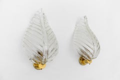 Midcentury Pair of "Rugiodoso" Leaf Sconces Attributed to Barovier and Toso