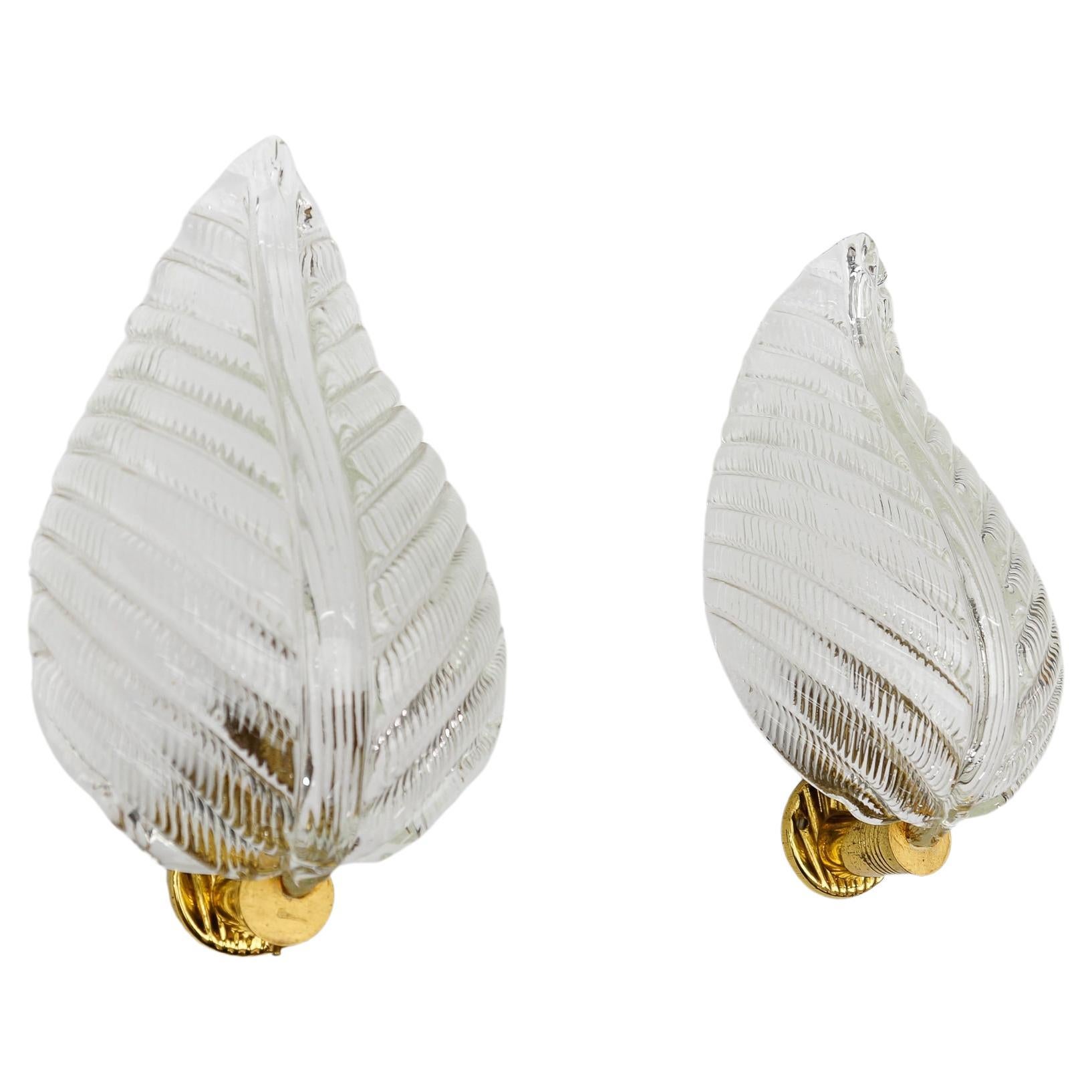 Midcentury Pair of "Rugiodoso" Leaf Sconces Attributed to Barovier and Toso For Sale