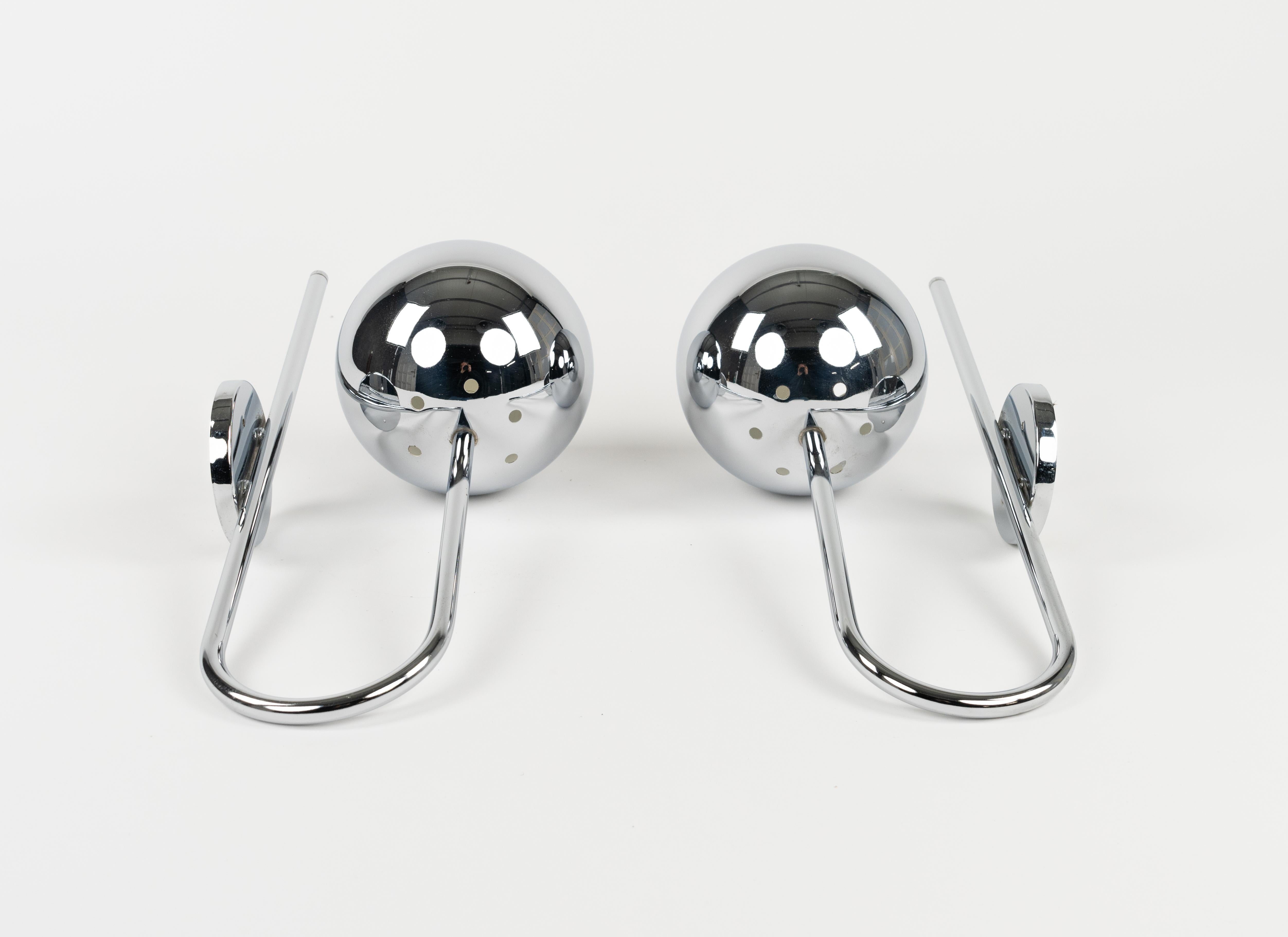 Paire d'appliques en chrome de style Goffredo Reggiani, Italie, années 1970 en vente 4
