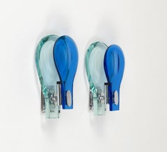 Midcentury Pair of Sconces in Glass and Chrome by Cristal Arte, Italy 1960s