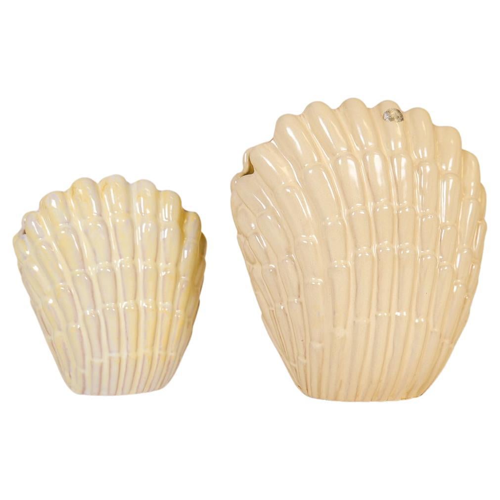 Midcentury Pair of Seashell Vases by Vicke Lindstrand for Upsala Ekeby, Sweden