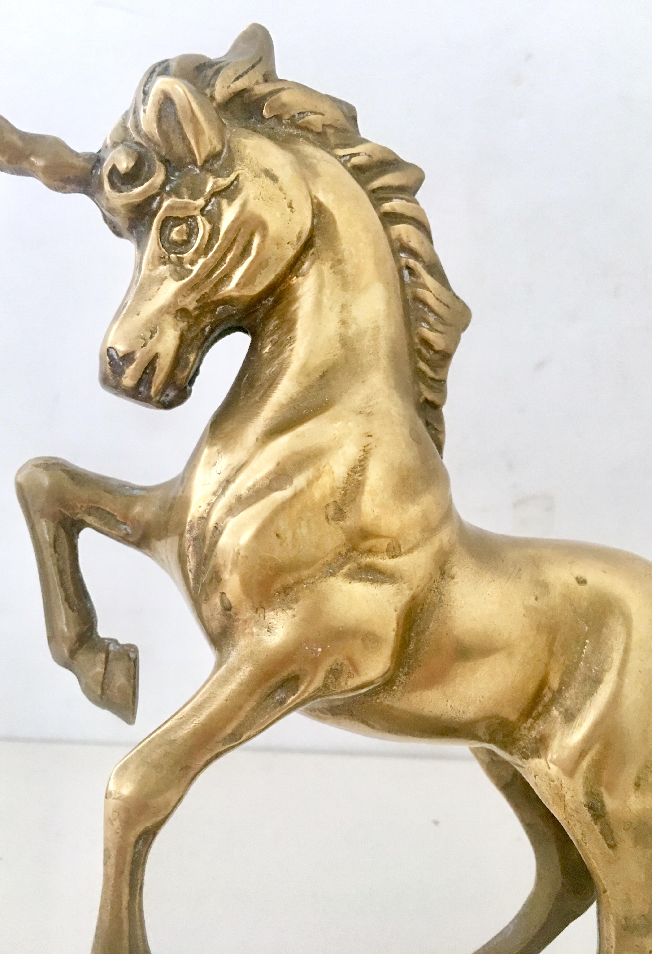 Midcentury Pair of Solid Brass Unicorn Sculptures 3